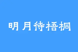 明月待梧桐