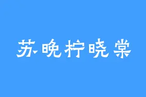 苏晚柠晓棠