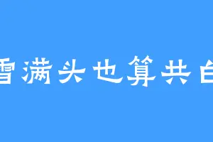 霜雪满头也算共白首