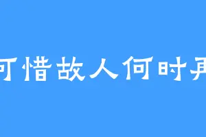 只可惜故人何时再见